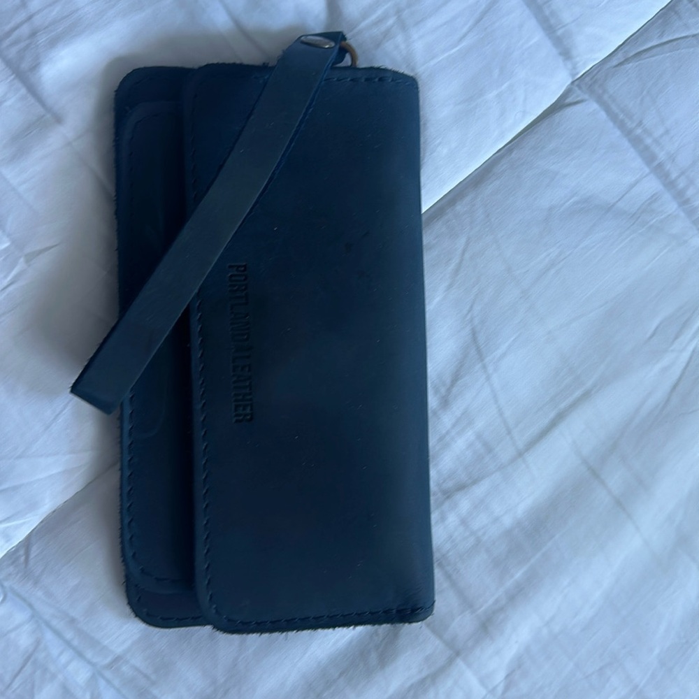Portland Leather blue suede wallet.